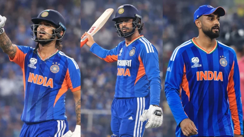 टी20 अंतरराष्ट्रीय मैच के दौरान भारतीय क्रिकेटर ईशान किशन और साथी खिलाड़ी